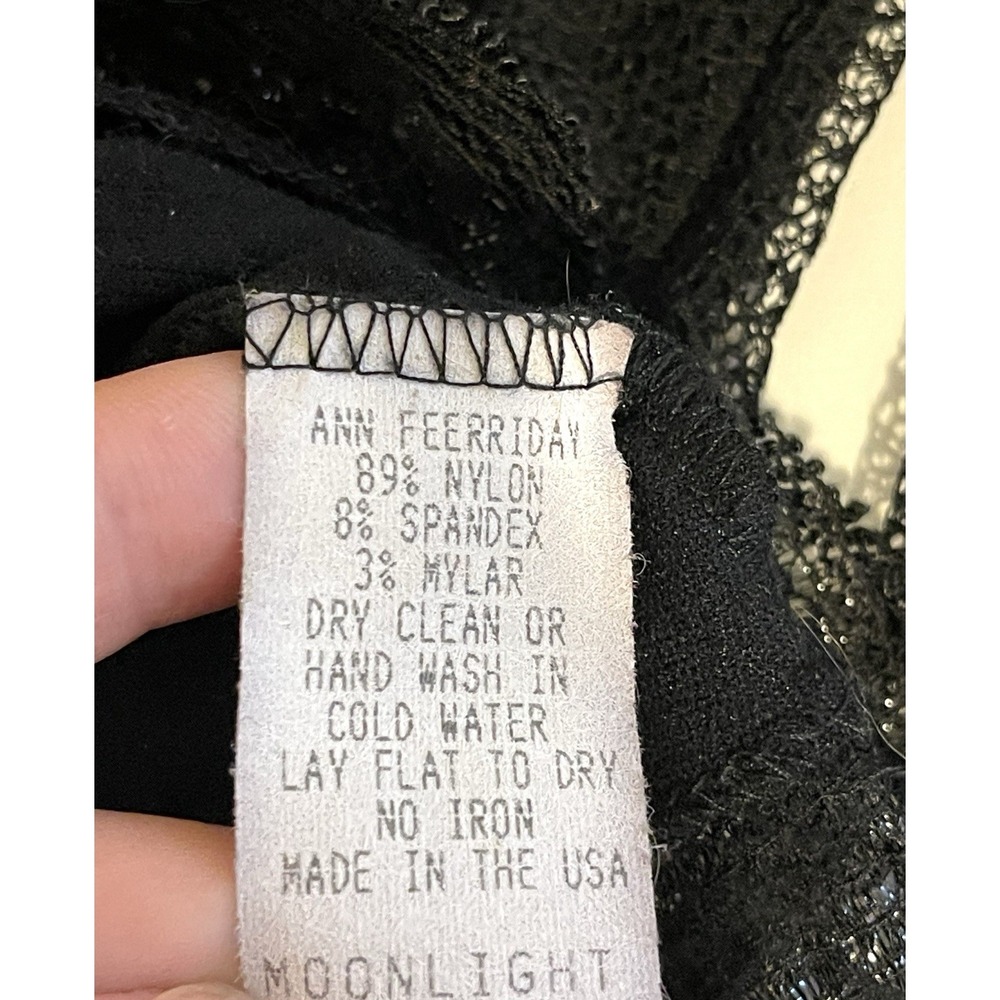 Vintage Ann Ferriday 90s Y2k Black Lace Sheer Top Whimsigoth Fairy Grunge Witchy - Picture 11 of 14